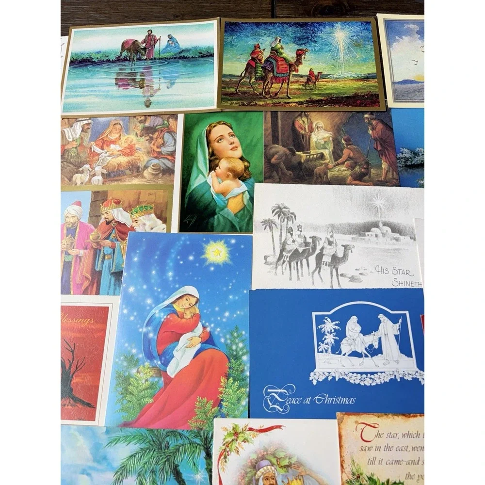 Vintage Christmas Cards Fronts ONLY Nativity Scrapbooking Crafts Lot of 50+